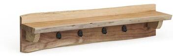 Alaterre Furniture Alpine Natural Live Edge Wood Coat Hooks with Shelf