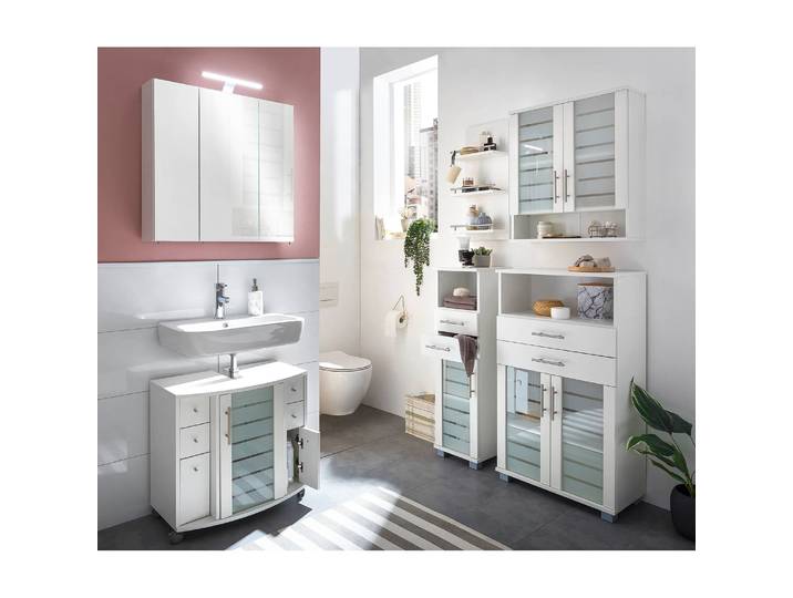 Meuble bas I 30 x 111 x 33cm Blanc/Blanc
