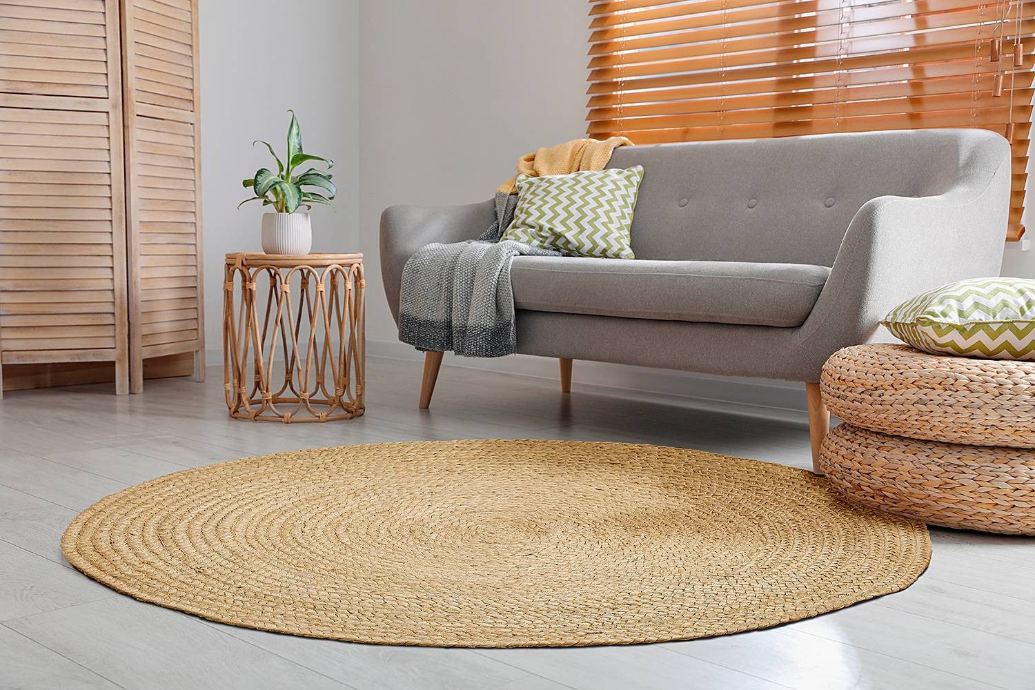 home24 Vloerkleed Ibo beige rond katoen Ø 60 cm