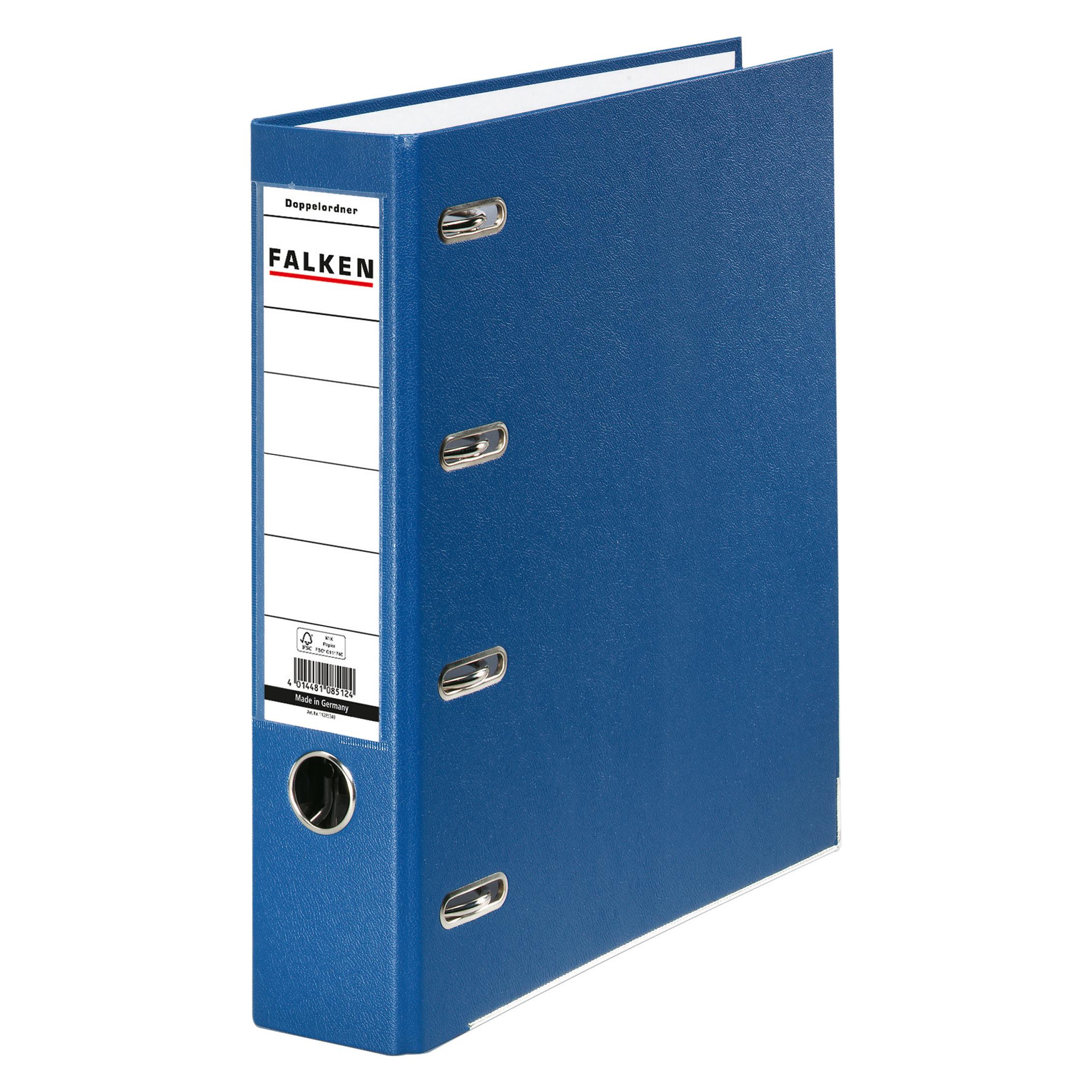 Falken Doppelordner,PP-Folie aussen,für 2x DIN A5 quer,70mm Rücken, blau (A5, Quer, 70 mm, 1 Stk.) (11285392)