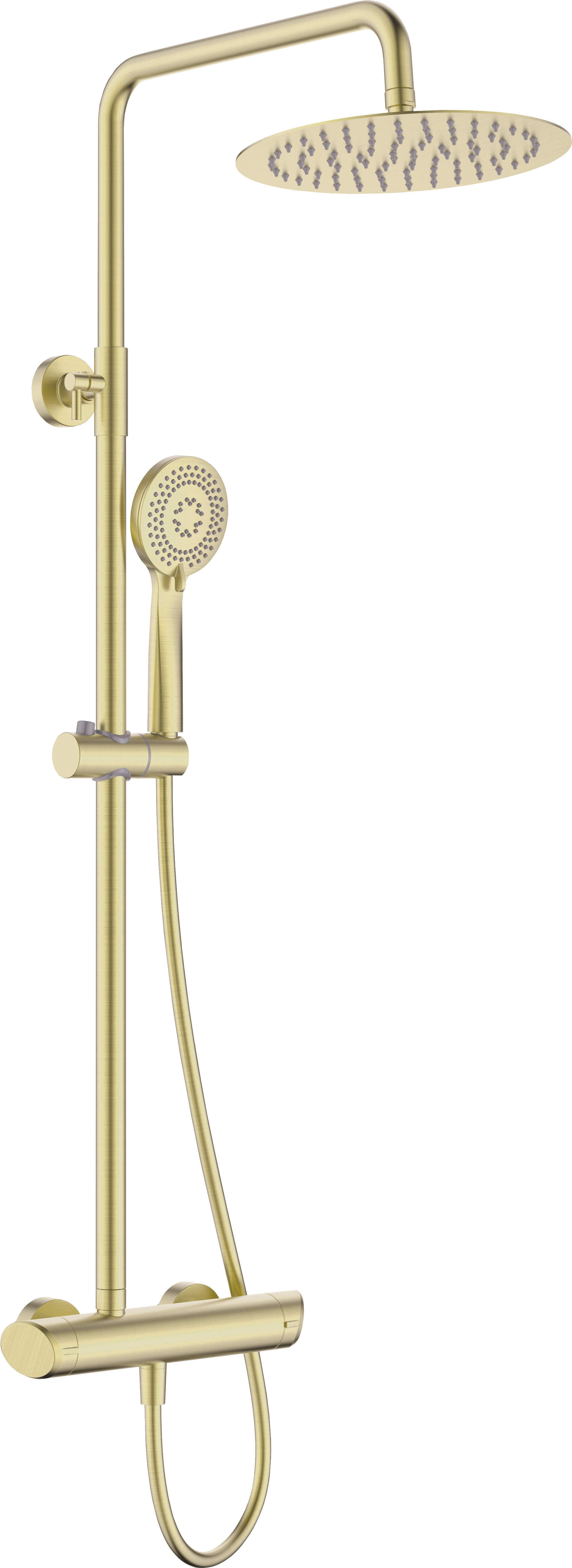 Deante | Duscharmatur mit Regendusche - Gold gebürstet - Hochwertige Materialien - Anti-Kalk-System