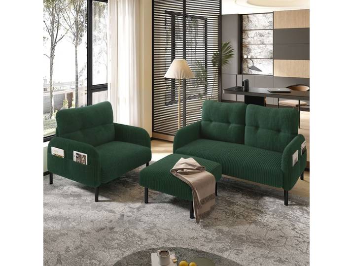Fauteuil: Composé de deux sièges Il est idéal pour les longues soirées confortables à la maison Vert émeraude