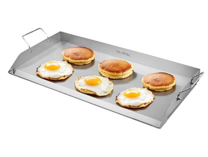 VEVOR Poêle à griller\, Poêle à griller en acier inoxydable\, Poêle rectangulaire universelle (809 x 370 mm) pour gril Teppanyaki\, Cuisinière domestique portable avec poignée