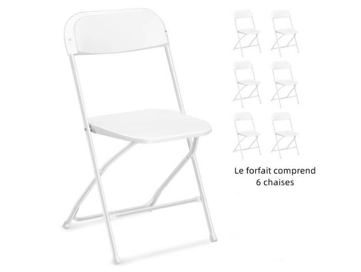 Chaises pliantes en plastique blanches conférence jardin fête 6 pièces