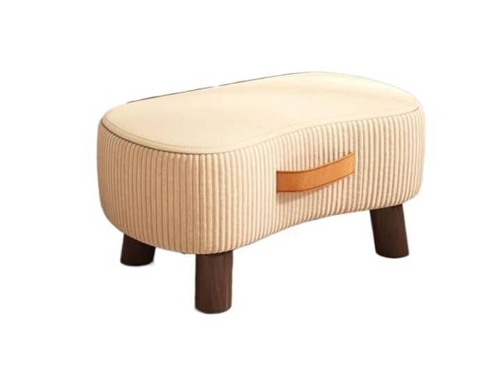 GTOULHH Sitzhocker Ottoman Hocker Fußhocker, Niedlich Geformter Kleiner Hocker Mit Holzrahmen, Tragbarer Griff Moderne für Wohnzimmer(Beige)