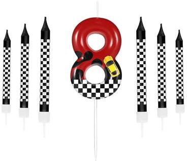 Uplift Treasures Racing Cars Number Birthday Cake Candles Set 8