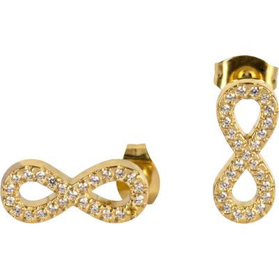 Paar Ohrstecker JACQUES LEMANS "Infinity Unendlichkeitsschleife", gold (gelbgoldfarben, kristallweiß, kristallweiß), Ohrringe, Damen, Edelstahl, mit Zirkonia (synth.)