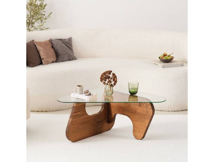 Table basse Volpiano Dmora en bois mélaminé noyer brun 86x66x36h cm