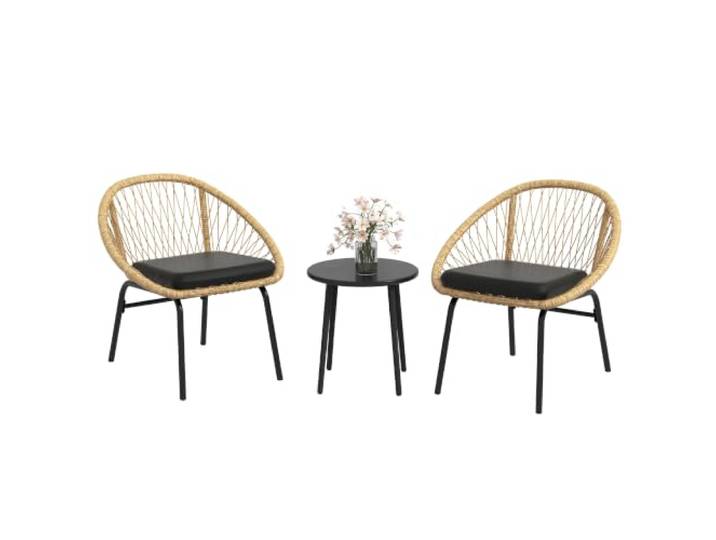 Outsunny 3-TLG. Rattan Gartenmöbel-Set, Balkonmöbel-Set mit Couchtisch Gelb