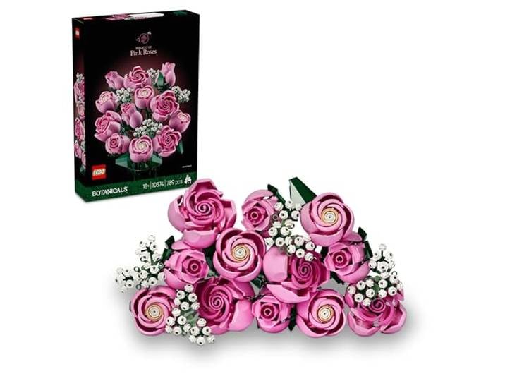LEGO Botanicals Rosa Rosenstrauß 10374 Bausatz für Erwachsene, Set mit Kunstblumen, 12 künstliche Rosen & 4 Zweige Schleierkraut, DIY Deko, Geschenkidee, 789 Teile