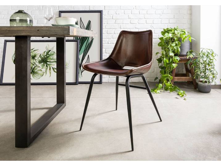 IRON LABEL Stuhl #22 47x59x78 braun Echtleder