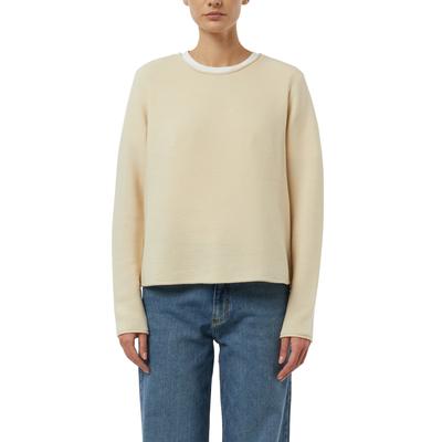 Strickpullover COMMA, Damen, Gr. 34, beige (vanilla), Strick, Obermaterial: 60% Baumwolle, 40% Polyester, unifarben, normal hüftbedeckend, Rundhals, Rollkante, Pullover Strickpullover, mit Rollkanten