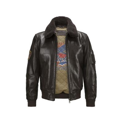 Bomberjacke MILESTONE "Milestone Jacke MSTom", Herren, Gr. 52, braun (dunkelbraun), Casual, regular fit, Jacken Bomberjacke, mit „Aviator Print“