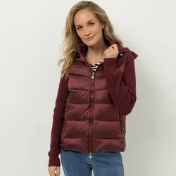 STRANDFEIN Steppjacke gestrickte Ärmel 2-Wege-Reißverschluss figurumspielend