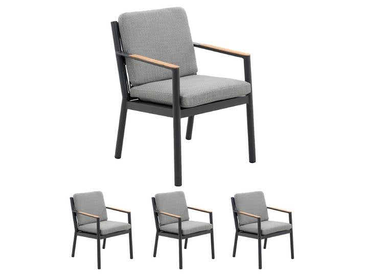 Lola 4x Monaco Sessel mit Teak-Armlehnen / Aluminium Graphite/