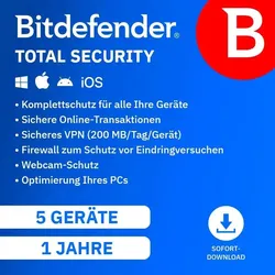 BITDEFENDER Total Security 5Dev.ESD 1 Jahr,5 Devices