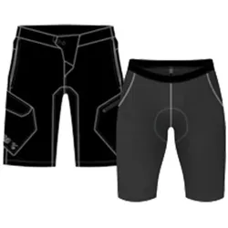 100%, Herren, Velohosen, Ridecamp Shorts w/ Liner (34), Schwarz