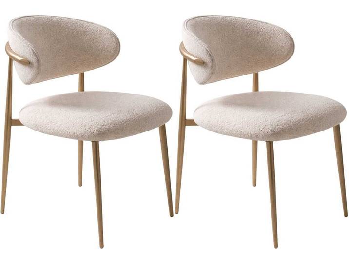JVmoebel Esszimmerstuhl 2x Stuhl Stil modern Farbe beige Wohnzimmer gemütlich Stoff Metall neu