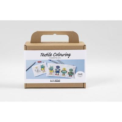 Creativ Company Mini Kreativ Set Stoffbemalen, Roboter, Primärfarben