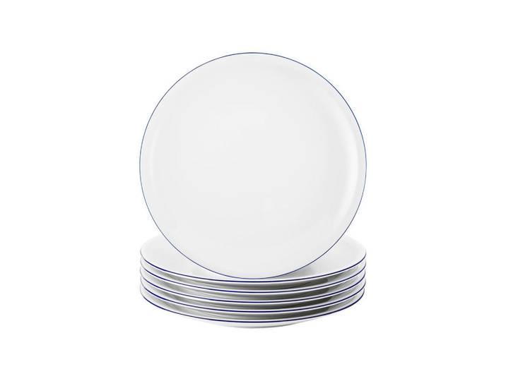 Seltmann Weiden Frühstücksteller Compact Blaurand weiß-blau ø 19,3 cm 6er Set, Weiß, Blau, Keramik, Rund, Geschirr, Teller