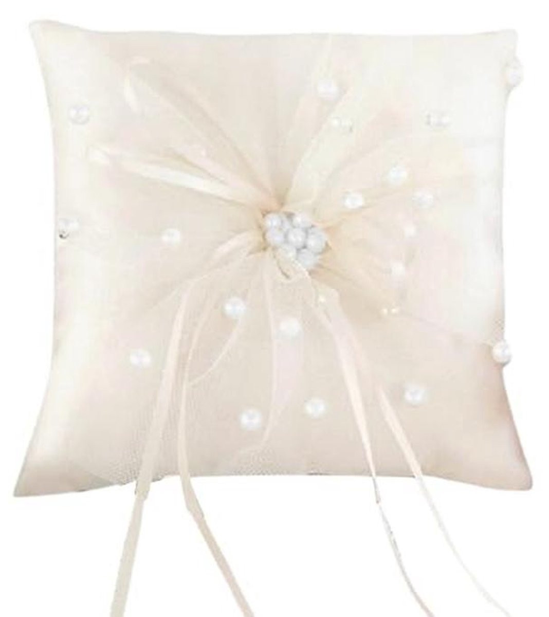 Ringkussen met kant en parels voor bruiloft decoratie, 15 cm