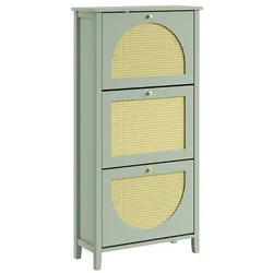 SCHUHSCHRANK Schmal mit 3 Klappen Grün 62x25x121,5cm