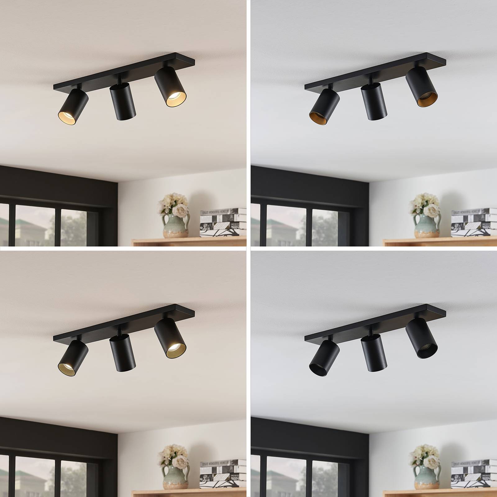 Arcchio Strahler Brinja, 2er-Set, schwarz, eckig, 3-flammig Brinja Arcchio, dimmbar, schwarz, für Flurbereich, Aluminium, Modern, Strahler