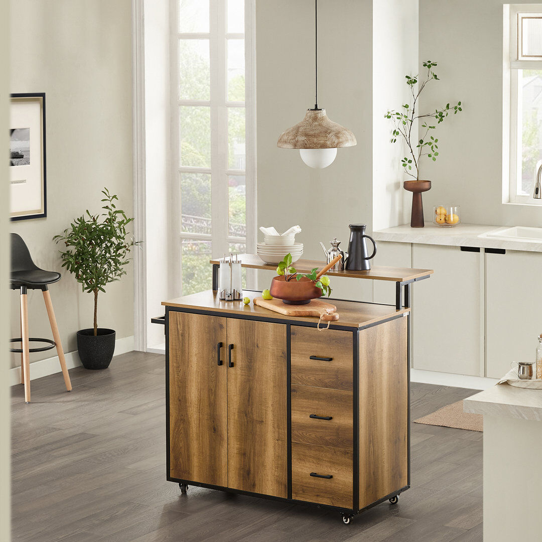 Alpen Home Laurie 113 cm W Kitchen Island with Top Black 106cm H X 113cm W X 69cm D