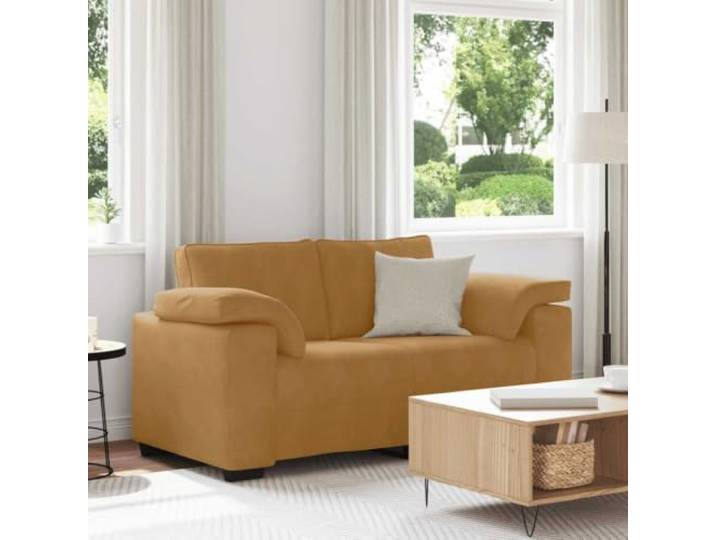 HEFZGDB Zweisitzer-Sofa Braun 120 cm Samt Stoffbezug mit Polsterung und Metallgestell für Wohnzimmer Schlafzimmer Entspannung Komfort Design