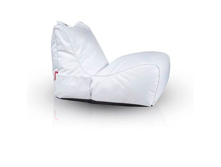 Pouf Fauteuil Chaise Longue Blanc salon intérieur et extérieur tissu imperméable pochette et poignée Ecopuf