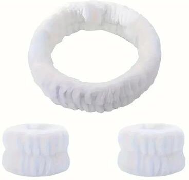 Uplifted Trends High Elastic Makeup Belt Facial Cleanser Bracelet Set For Skincare And Facial Mask Use white