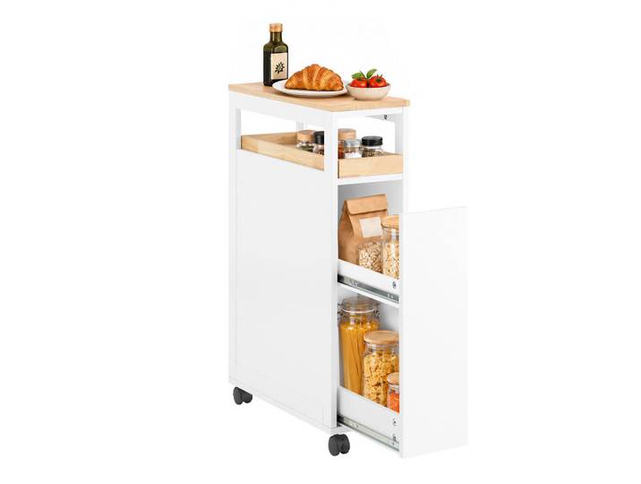 SoBuy Nischenregal Weiß, Weiß, Naturfarben, Holzwerkstoff, 20x79x51 cm, Esszimmer, Servierwagen