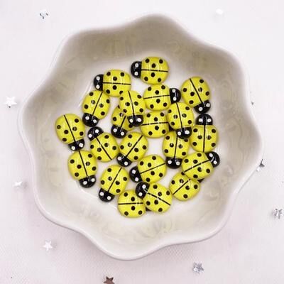 Useful Little Things 60 Pcs 0.35 X 0.51 Inch Resin Mini Cute Red Beetle Ladybug Flatback Cabochons DIY Scrapbook Craft Decor yellow