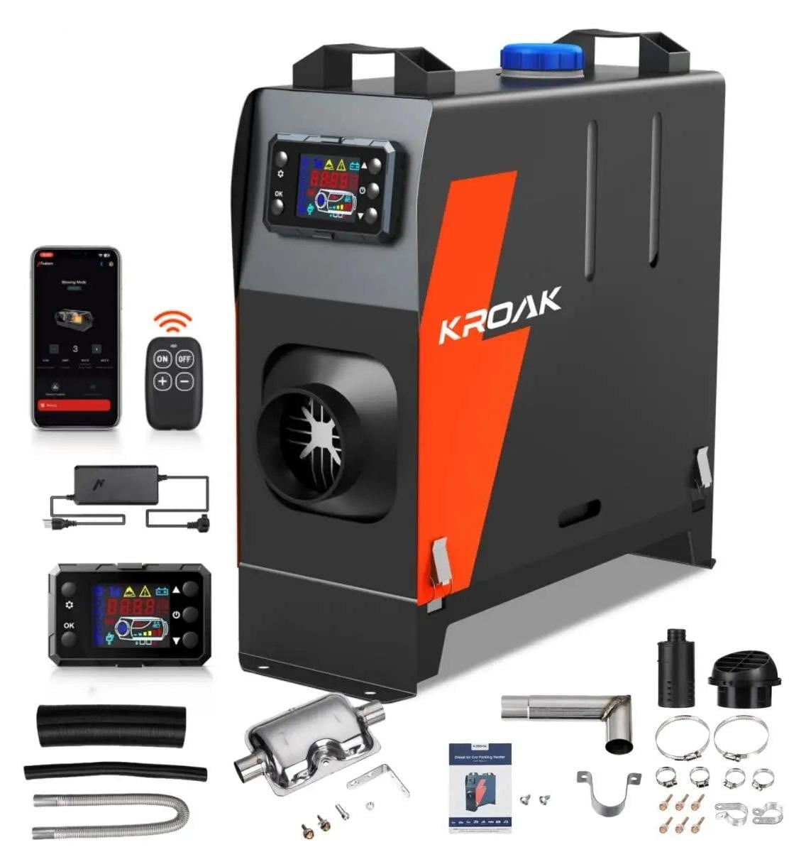 Selius Dieselverwarmer 12V 5-8 kW - Mobiele Luchtverwarmer met Bluetooth en Snelle Opwarming