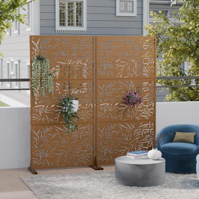 Lirago 2Pcs Metal Privacy Screen Freestanding Outdoor Divider Rust-Proof Galvanized Steel Decorative Fence Panel