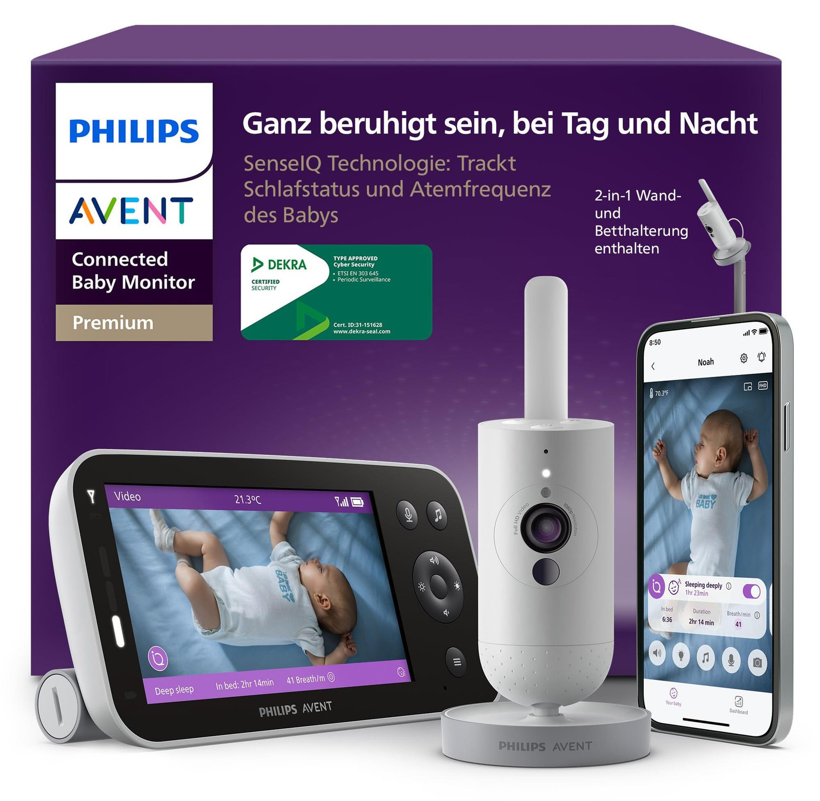 Philips AVENT Premium Connected SCD973/26 Slimme kindercamera, Wit, 12,7 cm (5")