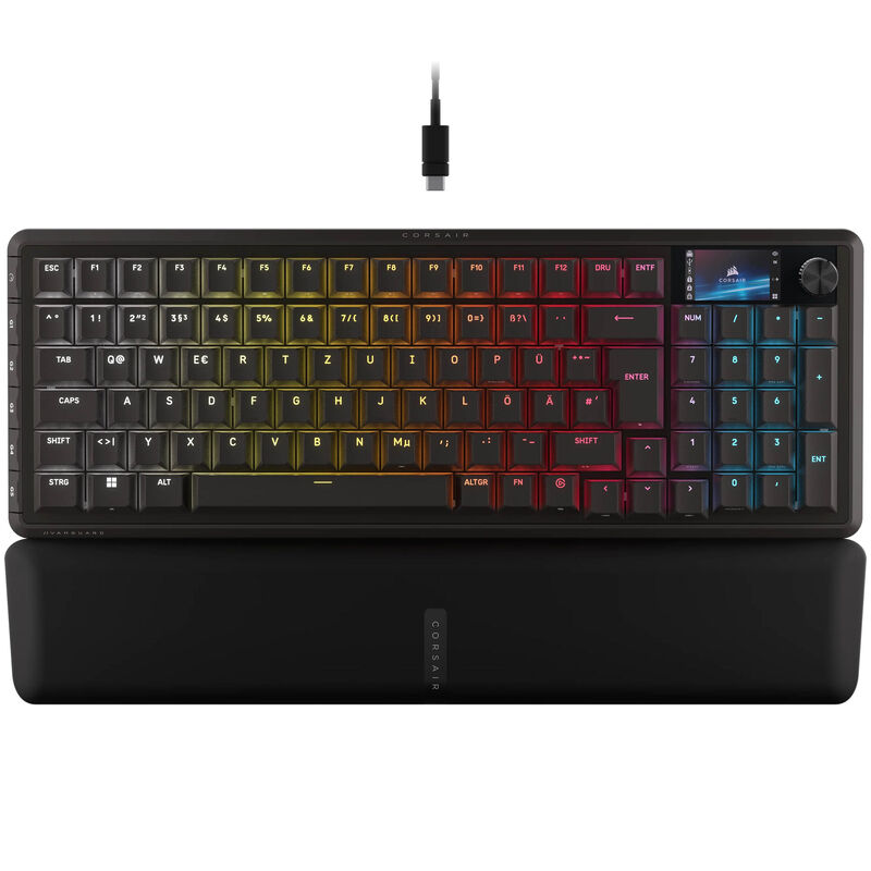 Corsair Vanguard 96 kabellose Gaming-Tastatur, mechanisch, RGB, LCD-Display, DE-Layout - schwarz
