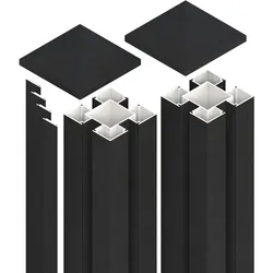 OSMO 2er-Set-Aluminiumpfosten Typ B Anthrazit 2200 mm inkl. Pfostenkappen + 4 Abdeckleisten