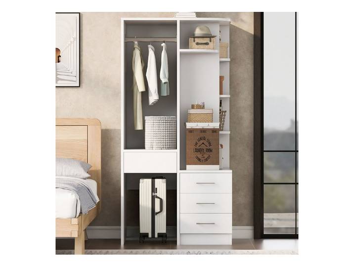i@home Kleiderschrank Kombi-Kleiderschrank,Offener Kleiderschrank,Schrank-System,70x55x175cm mehrstufige Ablagefächer,großer Kleiderstangenbereich,offene Fächer