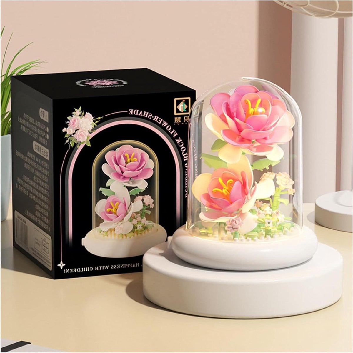 Multicolor Bloemen Bouwstenen Speelgoed met LED Licht voor Decoratie