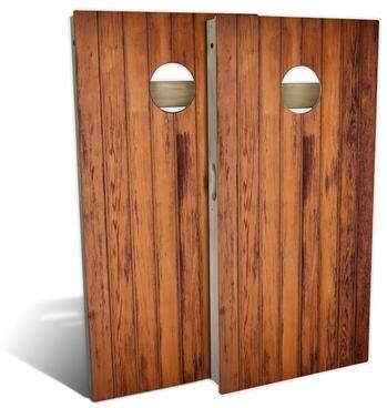 Skip's Garage Wood Plank Outdoor Cornhole Board Set