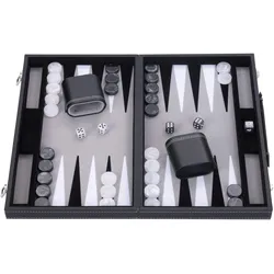 Longfield Backgammon 15", schwarz/weiss/grau eingelegt (2 Spieler)