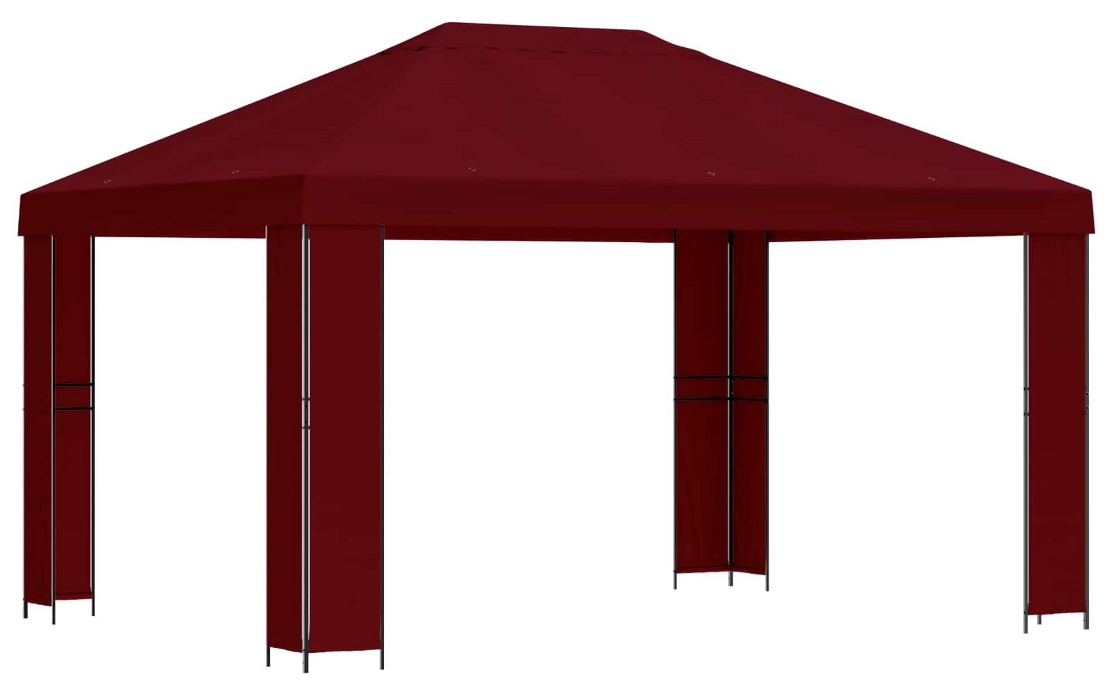 Pavillon 4 x 3 m Bordeauxrot Polyester und Stahl 190 gsm