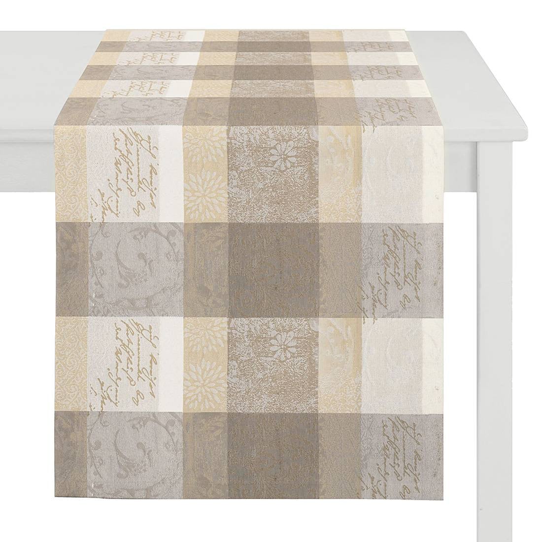 home24 Tafelloper Country Home Wit/Beige B: 48 cm, L: 135 cm