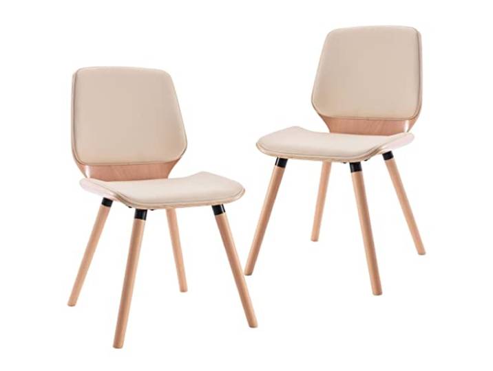 KGHERMDF Esszimmerstühle 2 STK. Cremeweiß Kunstleder Dick gepolstert, Holzrahmen, Ergonomisches Design, Leicht zu montieren, 110 kg Belastbarkeit