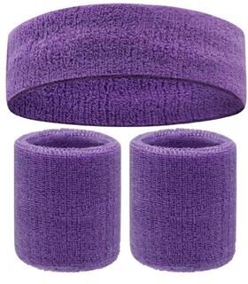 Useful Little Things Soft Terry Cloth Sweatband Set For Sports And Athletic Workouts purple