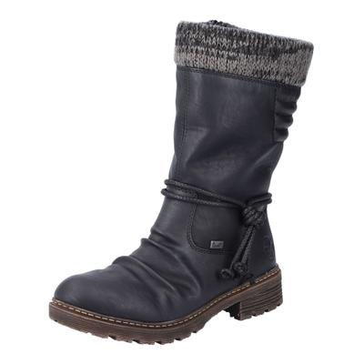 Stiefel RIEKER "Rieker Stiefel Lederimitat/Textil", Damen, Gr. 37, schwarz (schwarz, grau), Lederimitat, Textil, Schuhe Stiefel