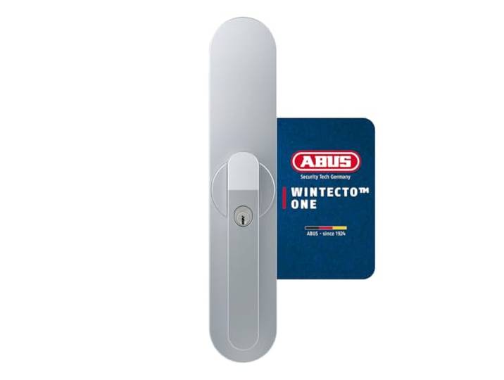 ABUS Poignée de Fenêtre Connectée WINTECTO One avec Alarme - Argent Sans perçage\, tige carrée 7 mm - Alarme 110 dBA\, accès multi-utilisateurs\, compatible app ABUS One