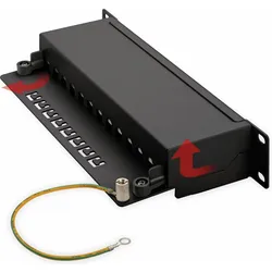 Goobay CAT 6 25,40cm (10") Patch Panel, 12 Port, Schwarz, Server Zubehör, Schwarz