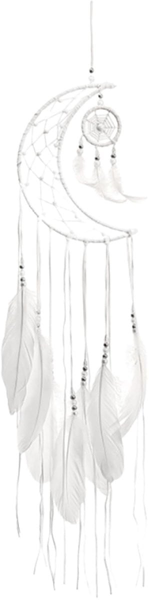 Dailygoods Dromenvanger met veer - Handgeweven woondecoratie - Wit